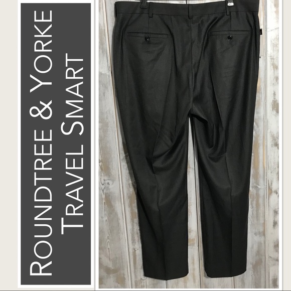 Roundtree & Yorke Travel Smart Classic Fit Dark Grey Men’s Slacks NWT 38… - Picture 3 of 7